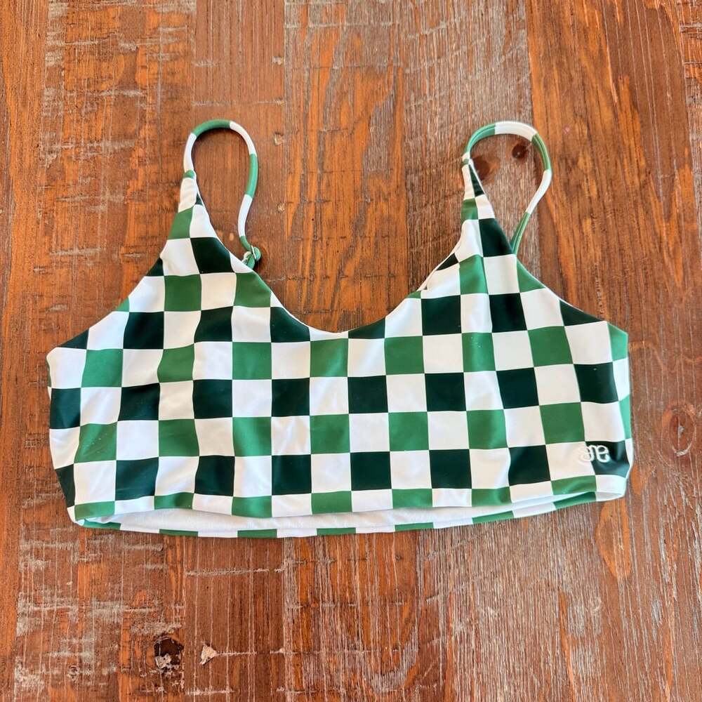 Albion fit Size L Check Mate Green Checkered swim bikini top